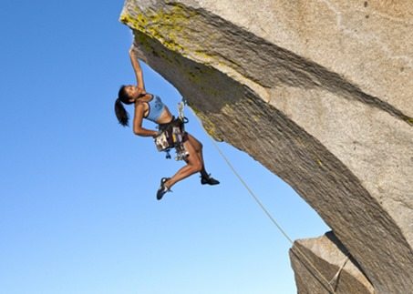 Female climber challenged.